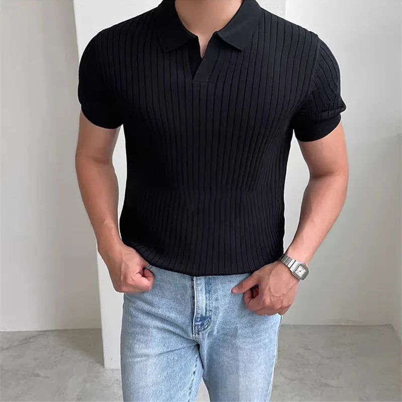 Herren Kurzarm Polo Shirt mit Kragen Strukturmuster | Strukturiert