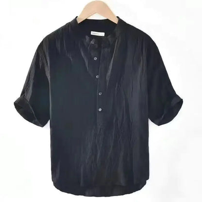 Camicia da uomo casual con colletto alla coreana e chiusura con bottoni | Maniche corte