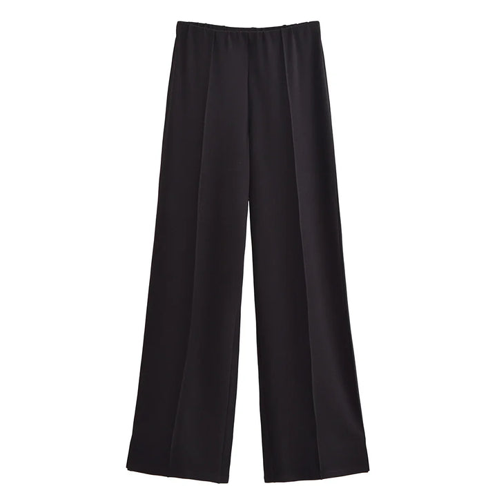 Damen Freizeit Set | Zweiteiliges Outfit mit Rundhalsoberteil | Weite Hose mit Nahtdetails | Lässiger Komfortlook