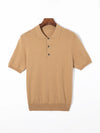 Polo da uomo in maglia con fondo a coste, manica corta, camicia con bottoni | Classica