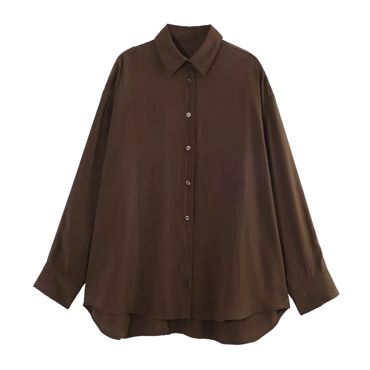 Damen Knopf Hemd Kragen Langarm | Oversize