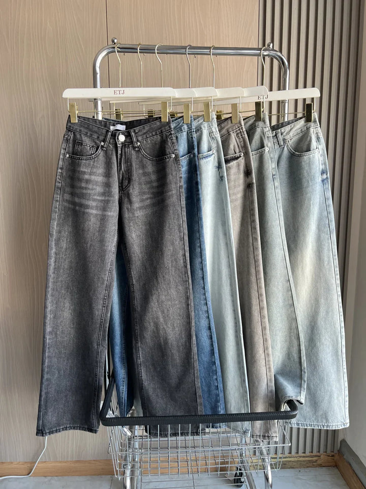 Damen High Waist Freizeithose mit weitem Bein | Gerade Passform