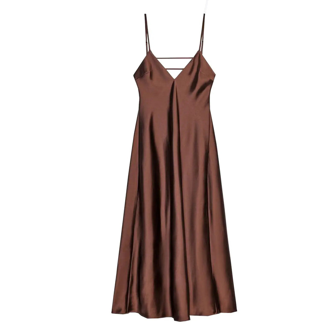 Damen Kleid Ärmellos V-Ausschnitt Rückenfrei Abendkleid | Maxi