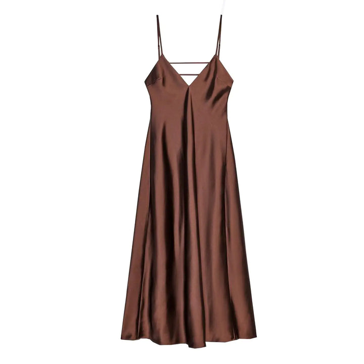 Damen Kleid Ärmellos V-Ausschnitt Rückenfrei Abendkleid | Maxi