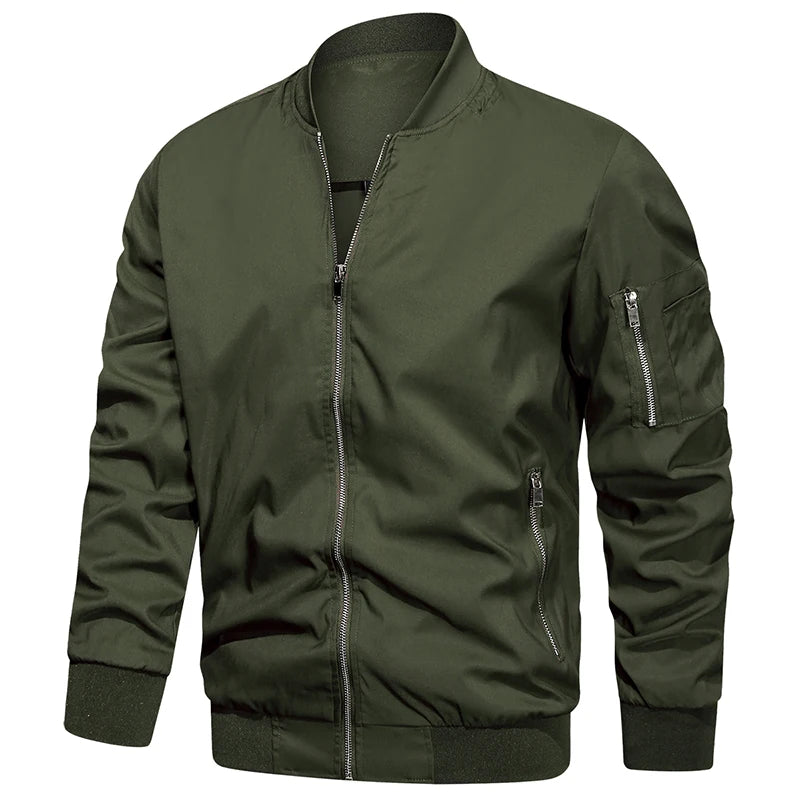 Veste bomber homme col montant zippée manches longues | Streetwear