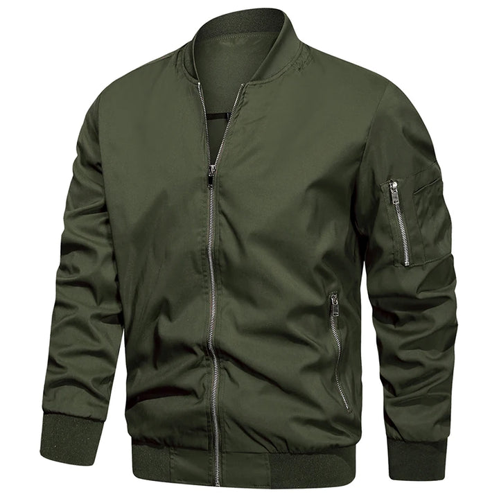 Veste bomber homme col montant zippée manches longues | Streetwear