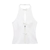 Dámský top bez rukávů s vázáním vpředu, halter top a mini sukně dvoudílná sada | Otevřená záda