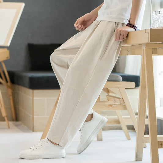 Męskie luźne spodnie casual | spodnie z prostą nogawką