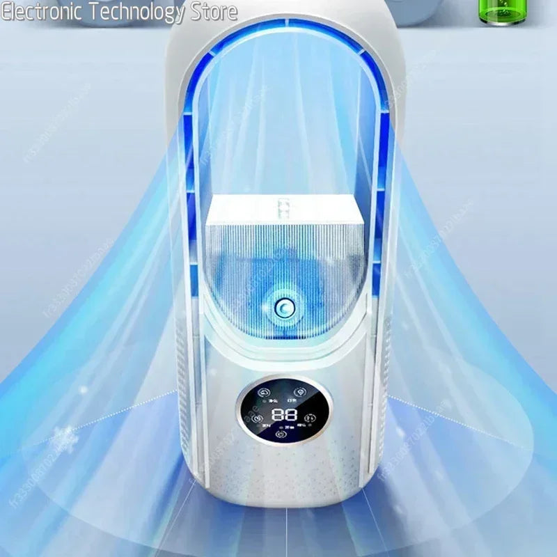 Tischventilator ohne Rotorblätter | 3-in-1 Luftkühlung, Luftreinigung & Ionisation | Modernes Design