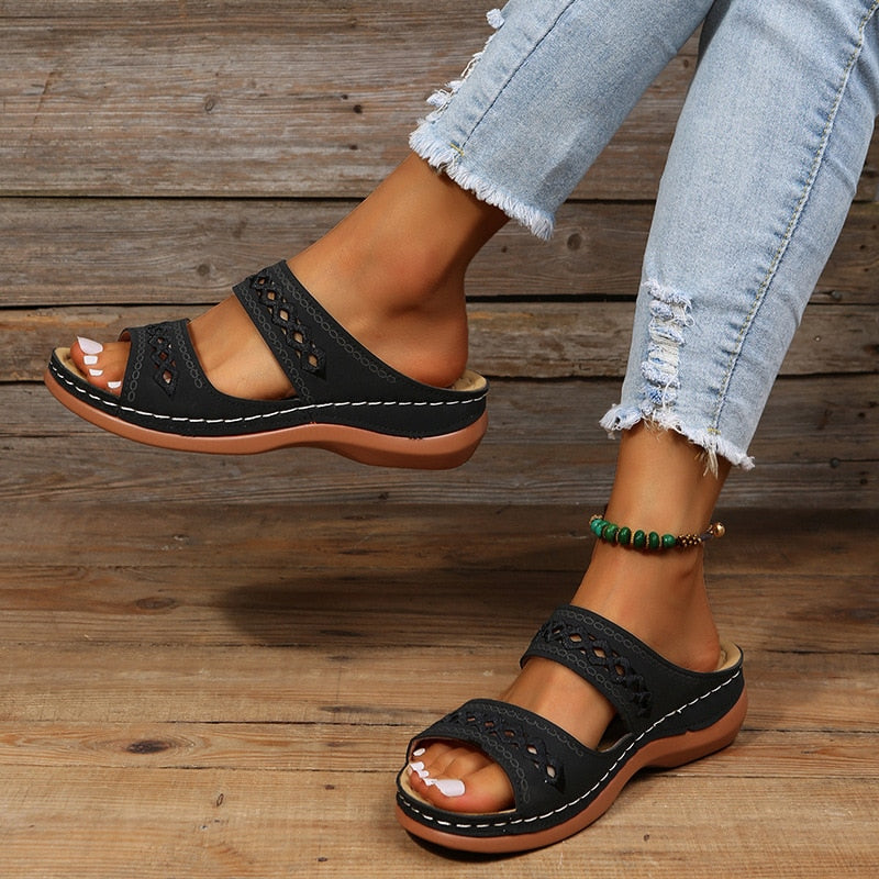 Damen Flache Riemensandalen | Mehrlagige Riemen