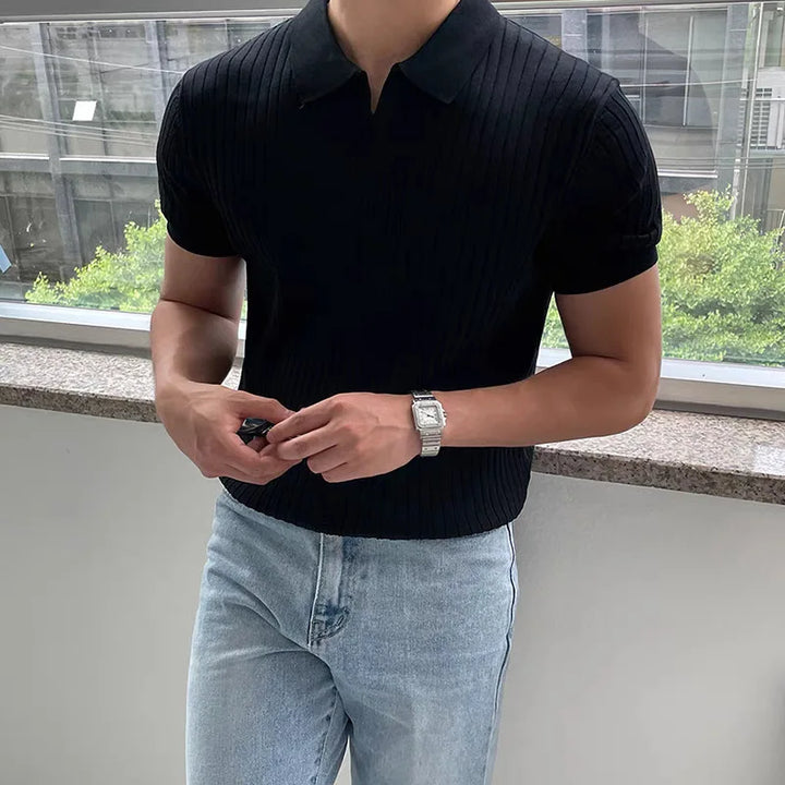 Herren Kurzarm Polo Shirt mit Kragen Strukturmuster | Strukturiert
