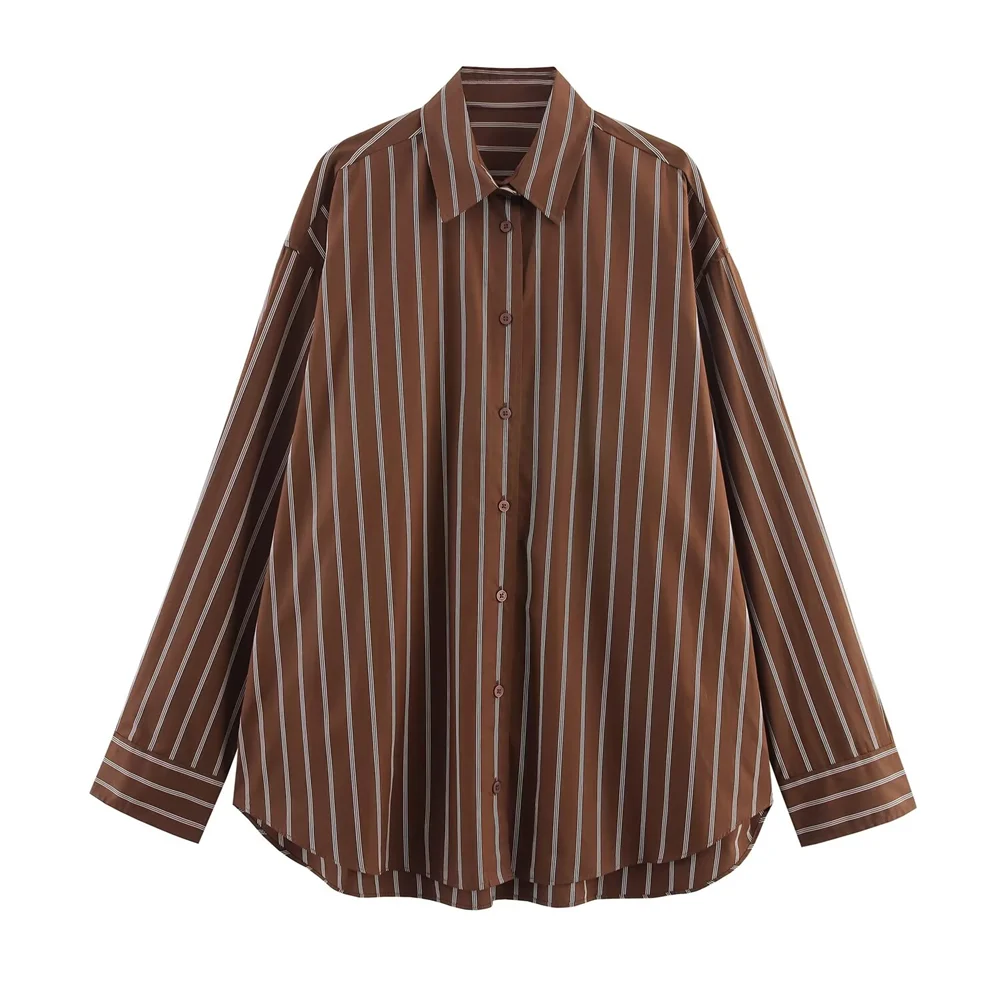 Damen Knopf Hemd Kragen Langarm | Oversize