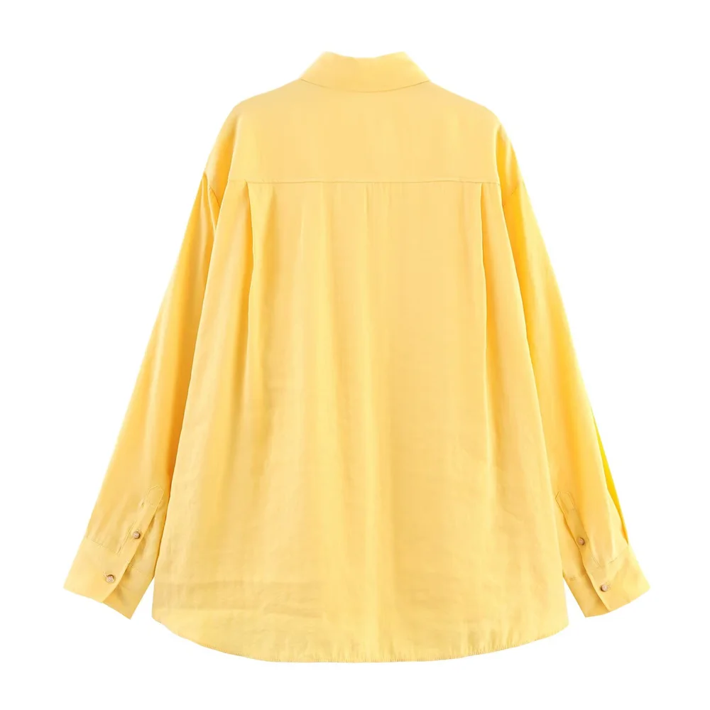 Damen Knopf Hemd Kragen Langarm | Oversize