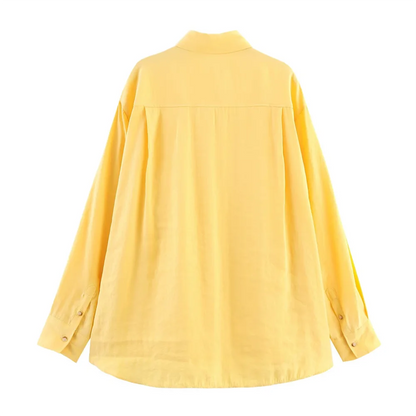 Camicia donna con colletto a bottoni manica lunga | Oversize