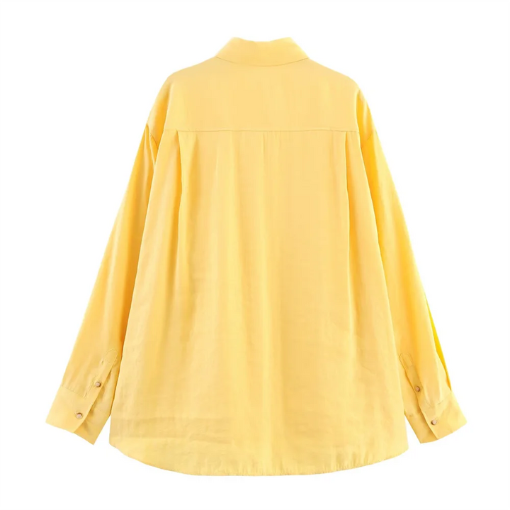 Damen Knopf Hemd Kragen Langarm | Oversize
