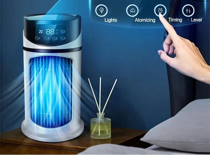Portable USB Air Cooler | 3-in-1 Desk Fan | Air Humidification & Air Circulation | Compact Design