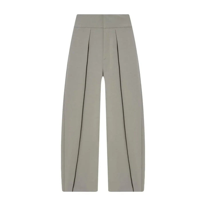 Damen High Waist Hose mit Bundfalten vorne und weitem Bein | Taillierte Passform