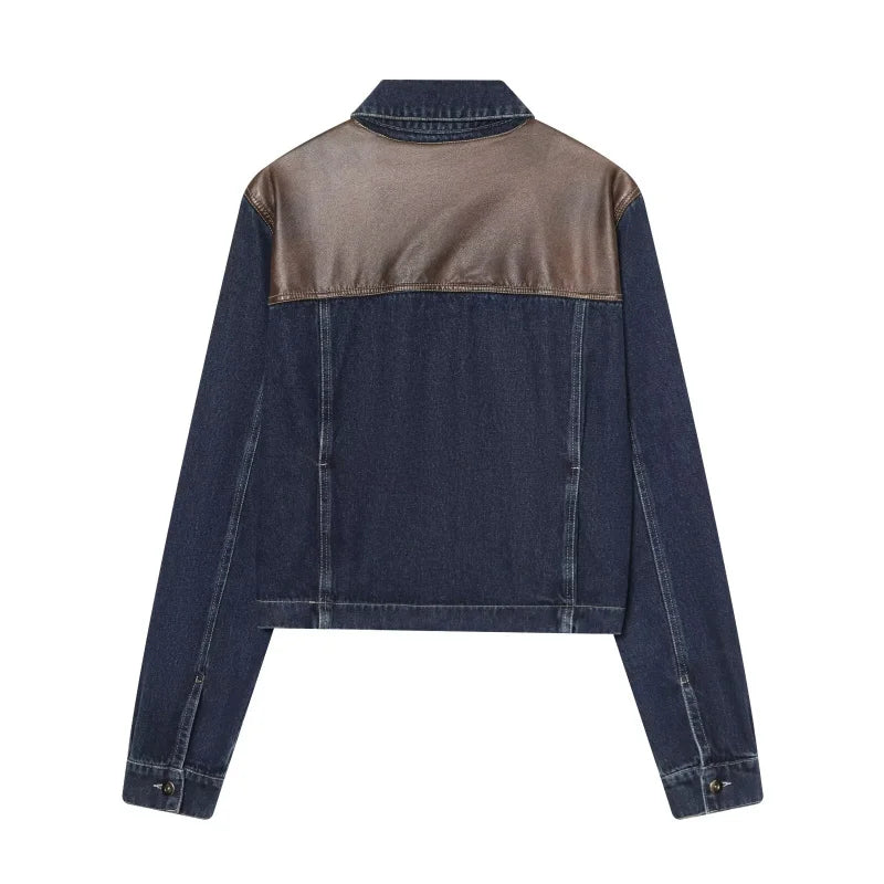 Damen Zweiteiler Set | Regular Fit Set | Cropped Jacke und Weite Jeans | Moderner Streetwear Stil