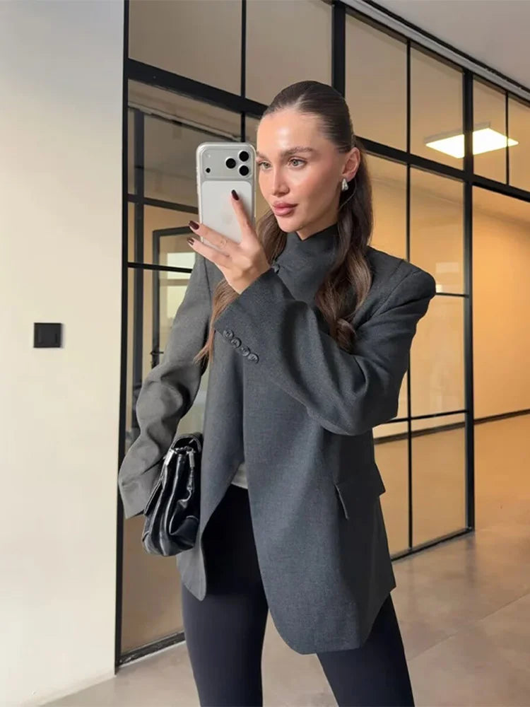 Damen Blazer Jacke Langarm Stehkragen Blazer Jacke | Casual