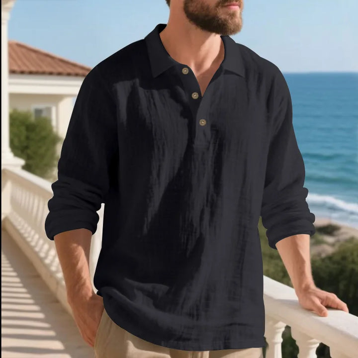 Herren Langarm Henley Shirt | Casual Strand Top