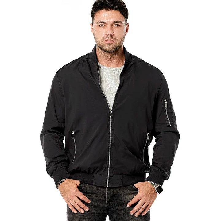 Veste bomber homme col montant zippée manches longues | Streetwear
