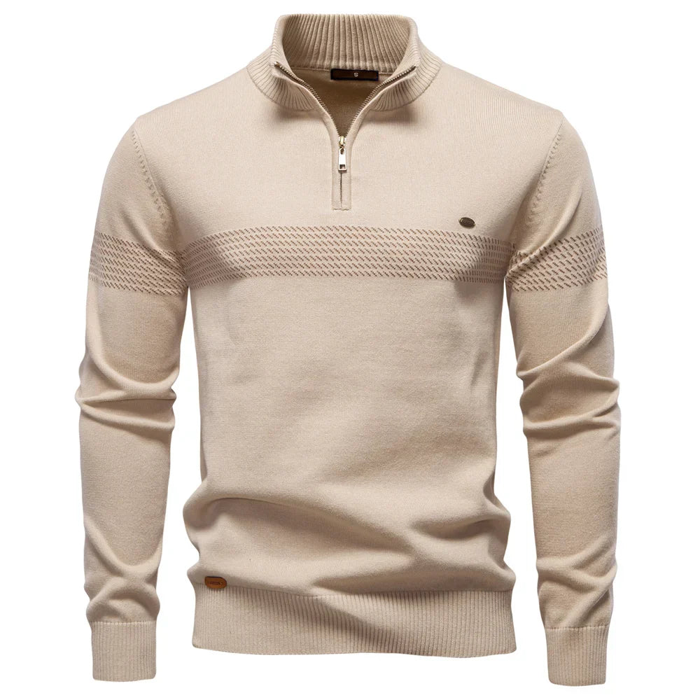 Pull homme à manches longues avec fermeture éclair 1/4 | Style décontracté chic