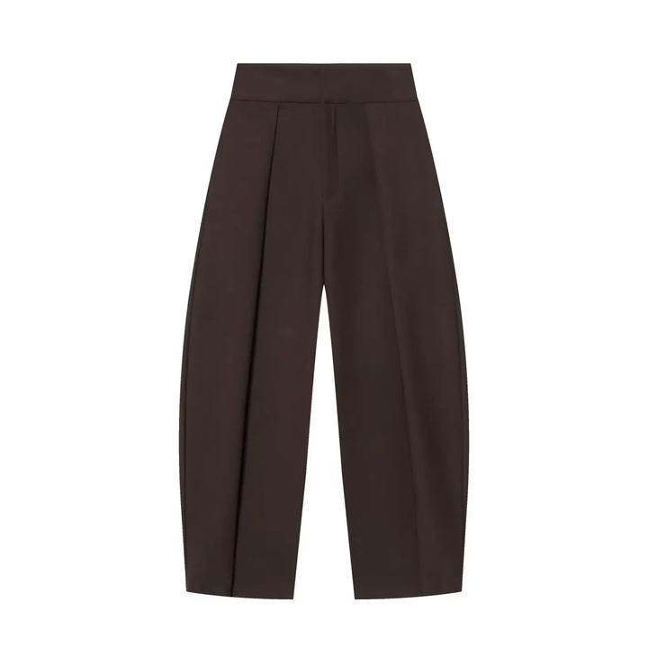 Damen High Waist Hose mit Bundfalten vorne und weitem Bein | Taillierte Passform