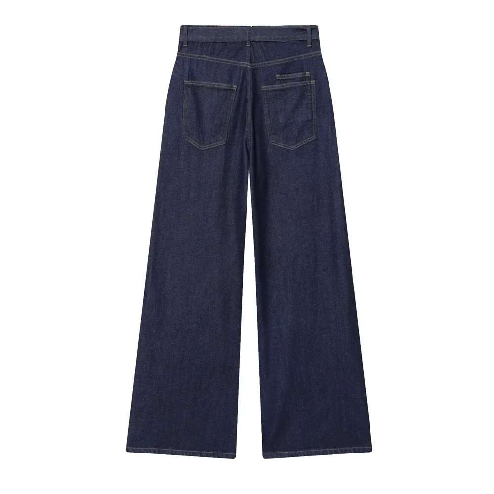 Damen High Waist Hose mit Gürtel und weitem Bein | Gerade Passform