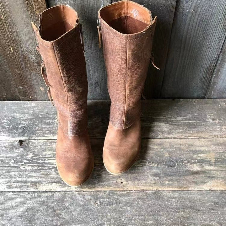 Amara | Women's Leather Mid-Calf Zip Boots