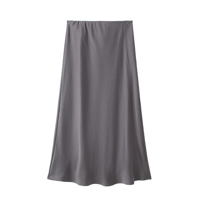 Women's High Waist Flared A-Line Solid Color Skirt | Midi