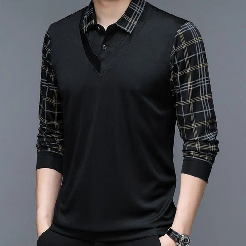 Herren Hemd mit langen Ärmeln und karierten Ärmeln | Casual Wear