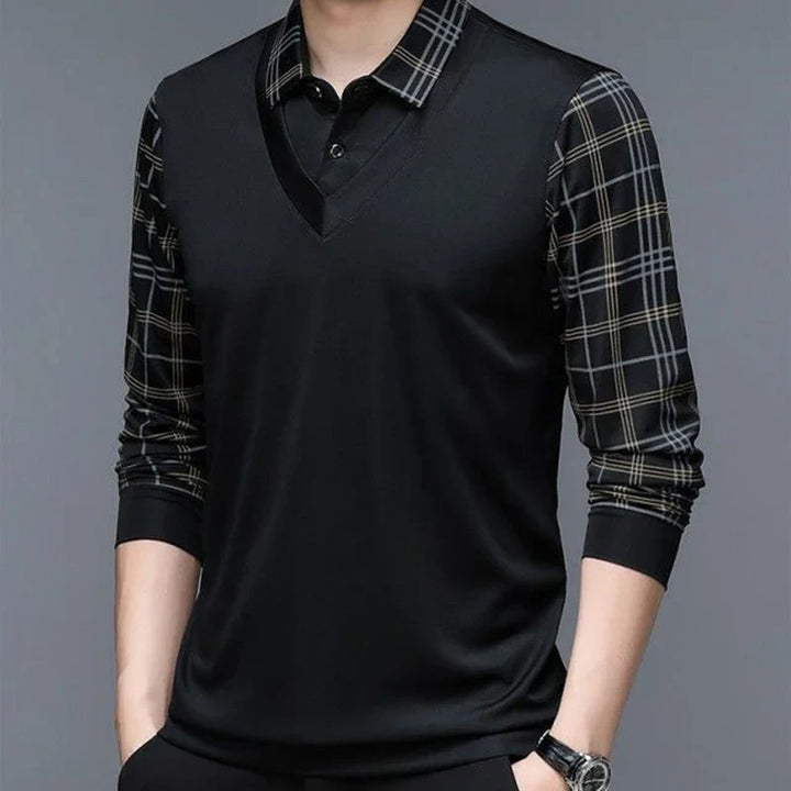 Herren Hemd mit langen Ärmeln und karierten Ärmeln | Casual Wear