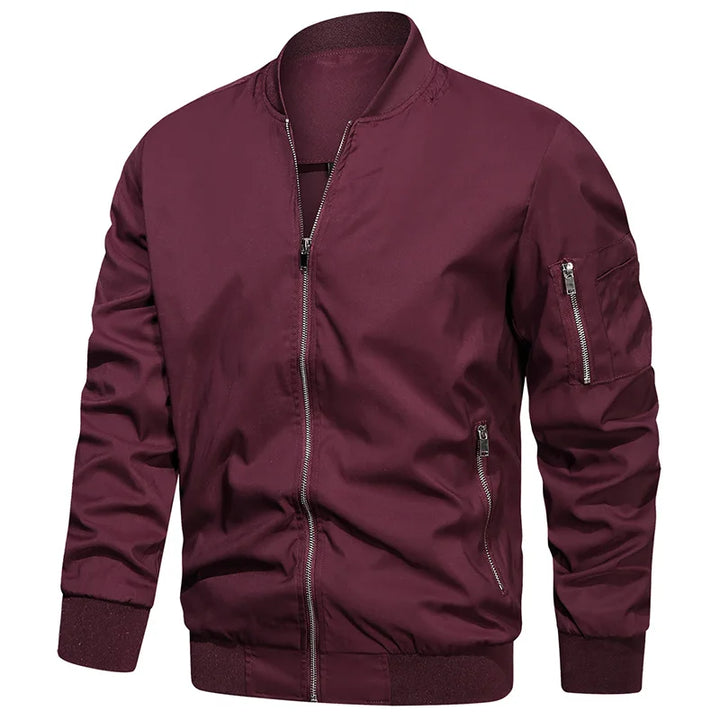 Veste bomber homme col montant zippée manches longues | Streetwear