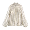 Blusa da donna a pois con collo alto, maniche lunghe e taglio ampio | Pois