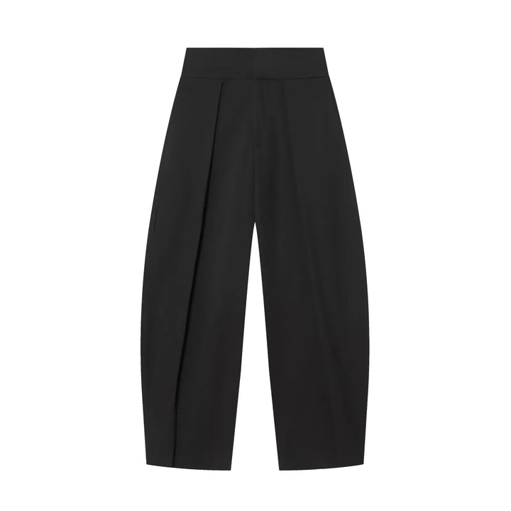 Damen High Waist Hose mit Bundfalten vorne und weitem Bein | Taillierte Passform