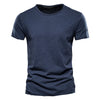 T-shirt da uomo aderente con scollo rotondo, manica corta, colore uniforme | Quotidiano