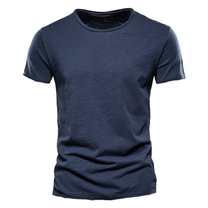 T-shirt da uomo aderente con scollo rotondo, manica corta, colore uniforme | Quotidiano