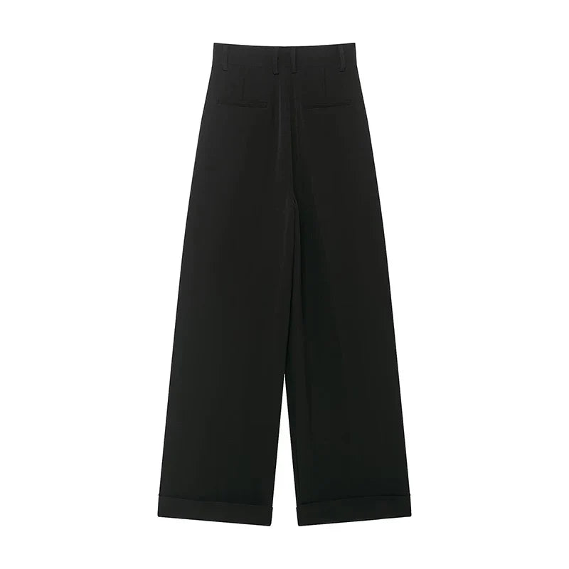 Damen High Waist Wickelhose Mit Weitem Bein Tailored Passform | Tailored Fit