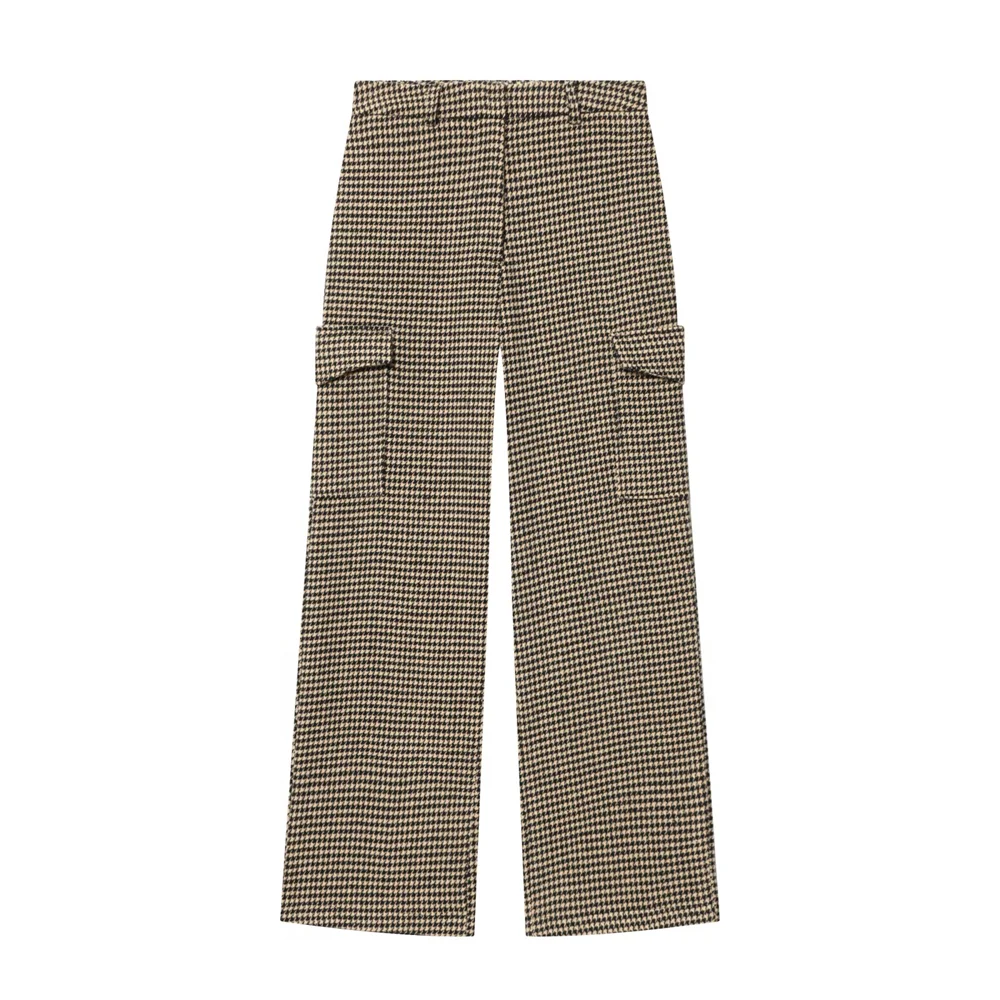Set damă cu jachetă cu fermoar cu mânecă lungă și pantaloni cu picior drept | Stil vintage
