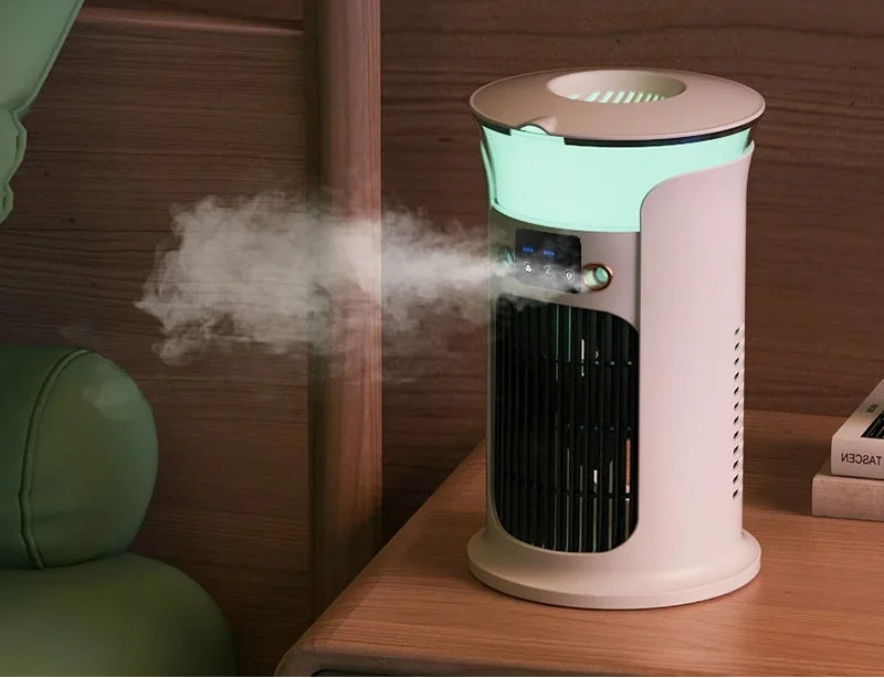 Mini USB Tischventilator mit Sprühnebel und Licht