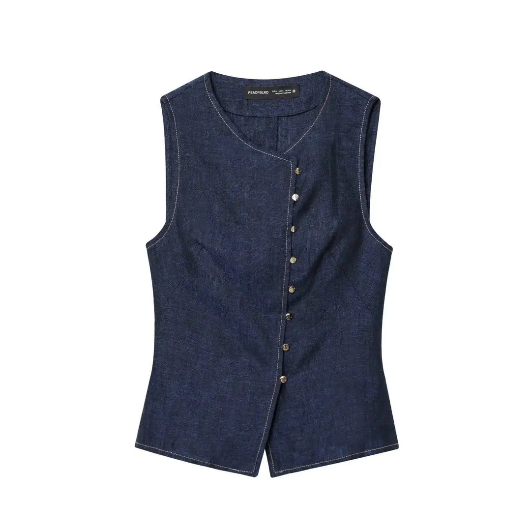 Damen Zweiteiler Set | Regular Fit Set | Ärmellose Weste und Weite Hose | Moderner Smart Casual Stil