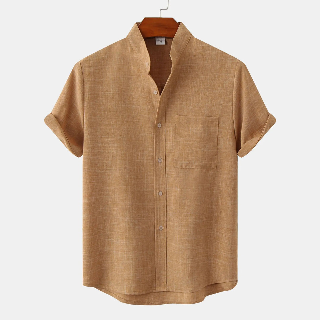 Herren Kurzarm Hemd Mit Stehkragen | Smart Casual Stil