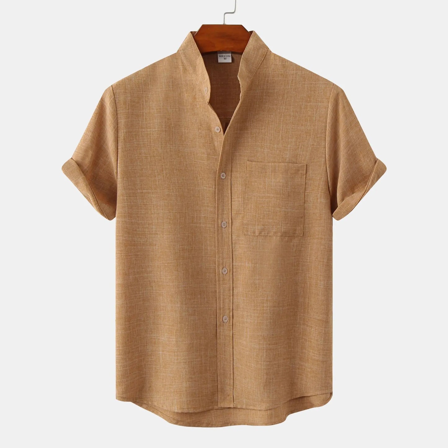 Pánská košile s krátkým rukávem a stojáčkem | Styl smart casual