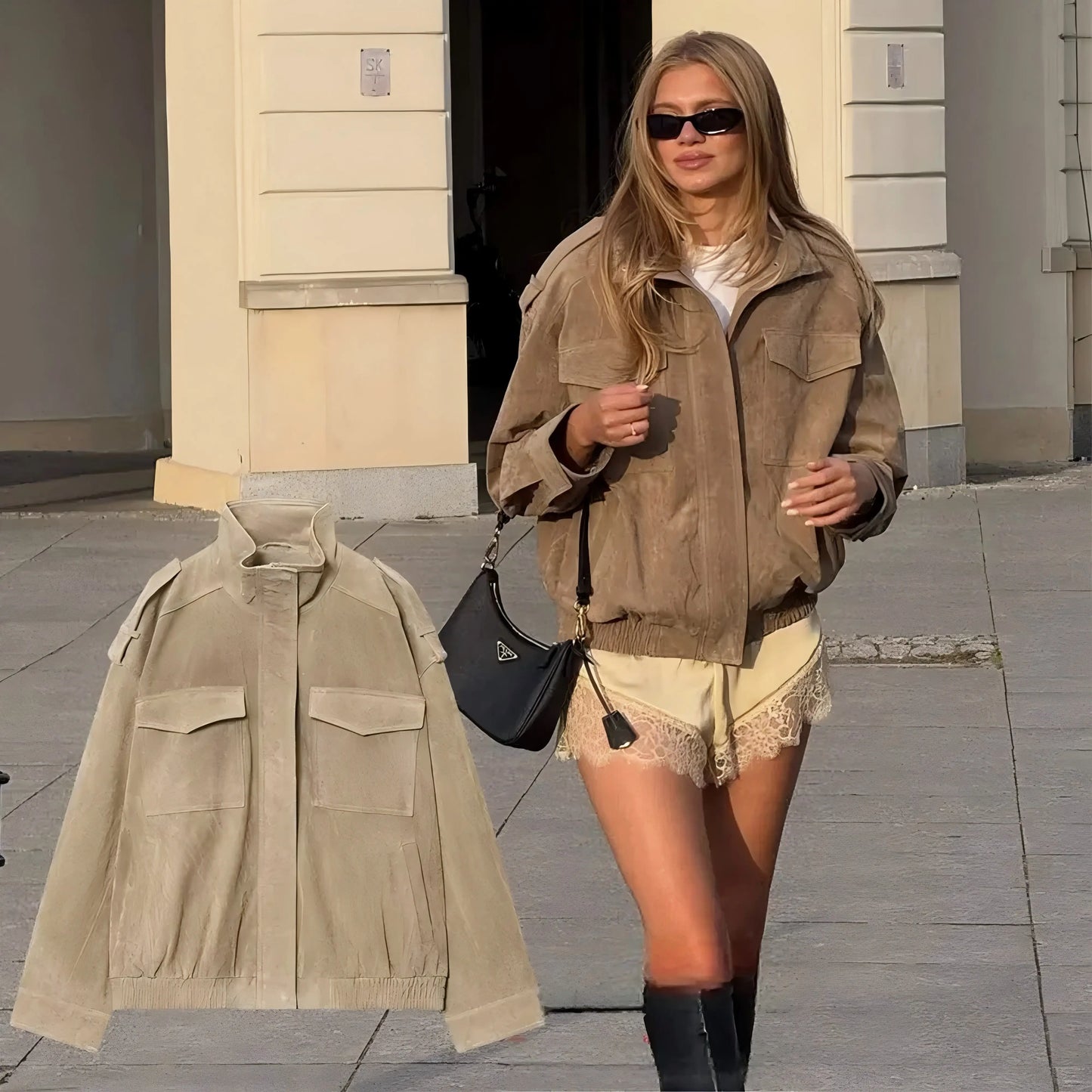 Giacca donna con collo, maniche lunghe e zip | Vintage