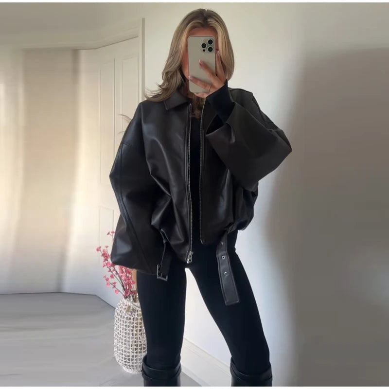 Damen Reißverschluss Kragen Jacke Langarm | Oversize