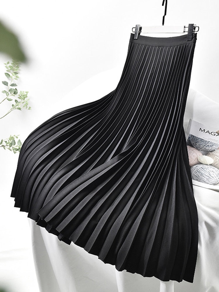 Gonna midi da donna con vita strutturata | Pieghe fluide