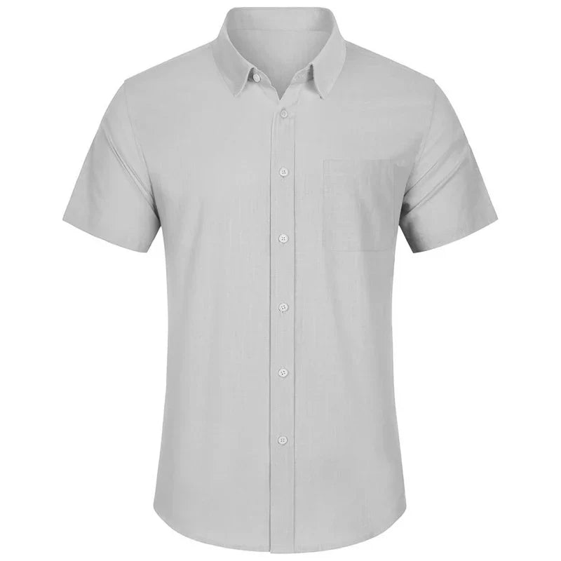Camicia Uomo Manica Corta Colletto Bottoni Sul Davanti Camicia Unita | Per Tutti I Giorni