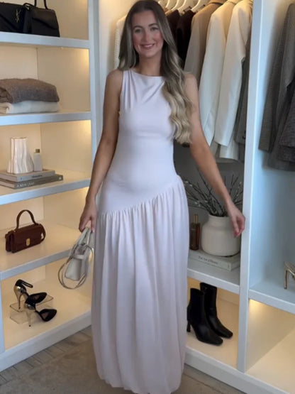 Abito donna senza maniche con scollo rotondo e vita bassa | Maxi