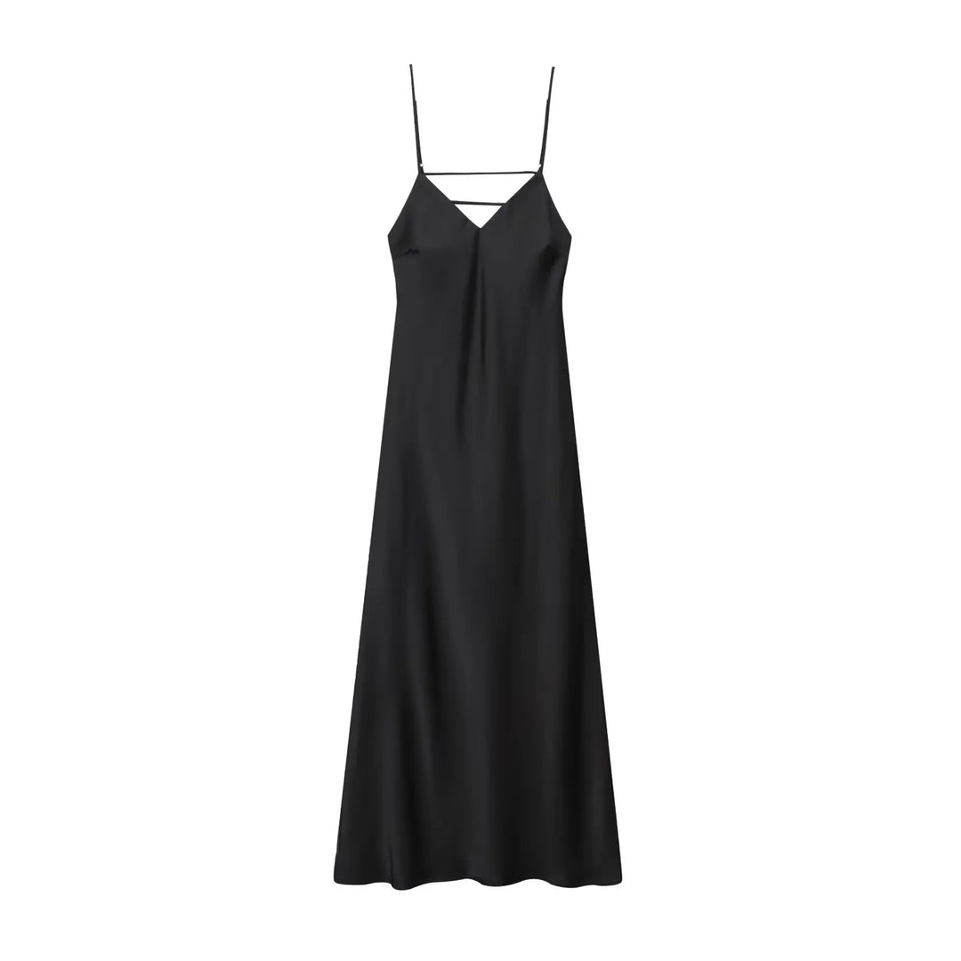 Damen Kleid Ärmellos V-Ausschnitt Rückenfrei Abendkleid | Maxi