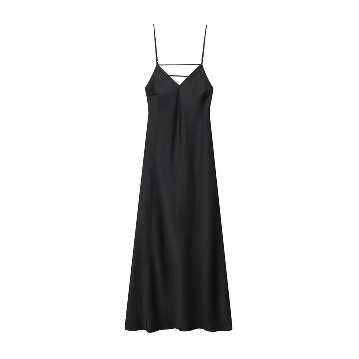 Damen Kleid Ärmellos V-Ausschnitt Rückenfrei Abendkleid | Maxi